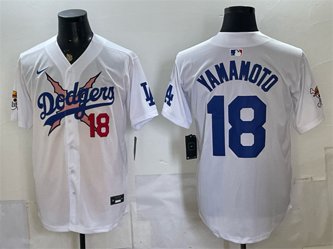 Men's Los Angeles Dodgers x One Piece #18 Yoshinobu Yamamoto White Vapor Premier Limited Stitched Baseball Jersey Men's Los Angeles Dodgers x One Piece #18 Yoshinobu Yamamoto White Vapor Premier Limited Stitched Baseball Jersey